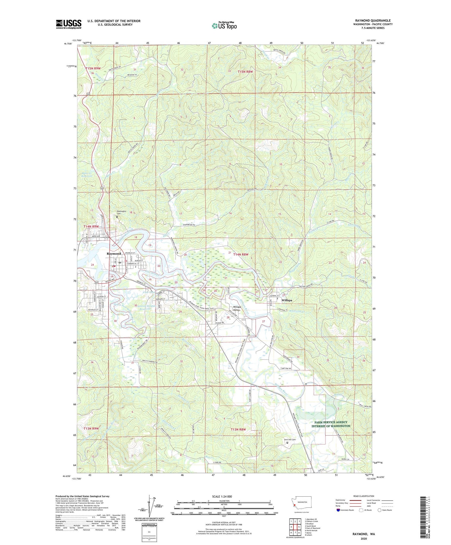 Raymond Washington US Topo Map Image