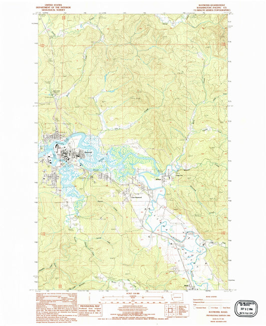 Classic USGS Raymond Washington 7.5'x7.5' Topo Map Image
