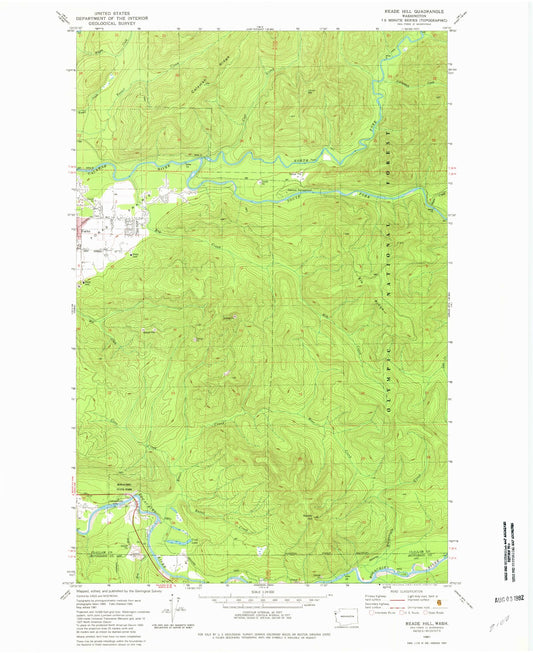 Classic USGS Reade Hill Washington 7.5'x7.5' Topo Map Image