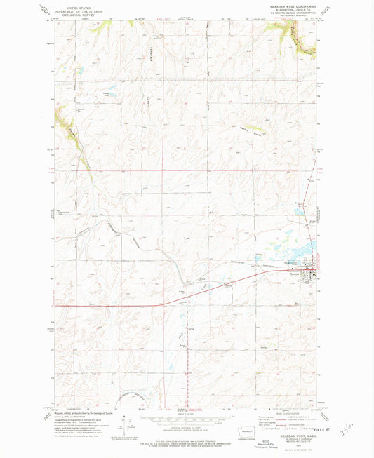Classic USGS Reardan West Washington 7.5'x7.5' Topo Map Image