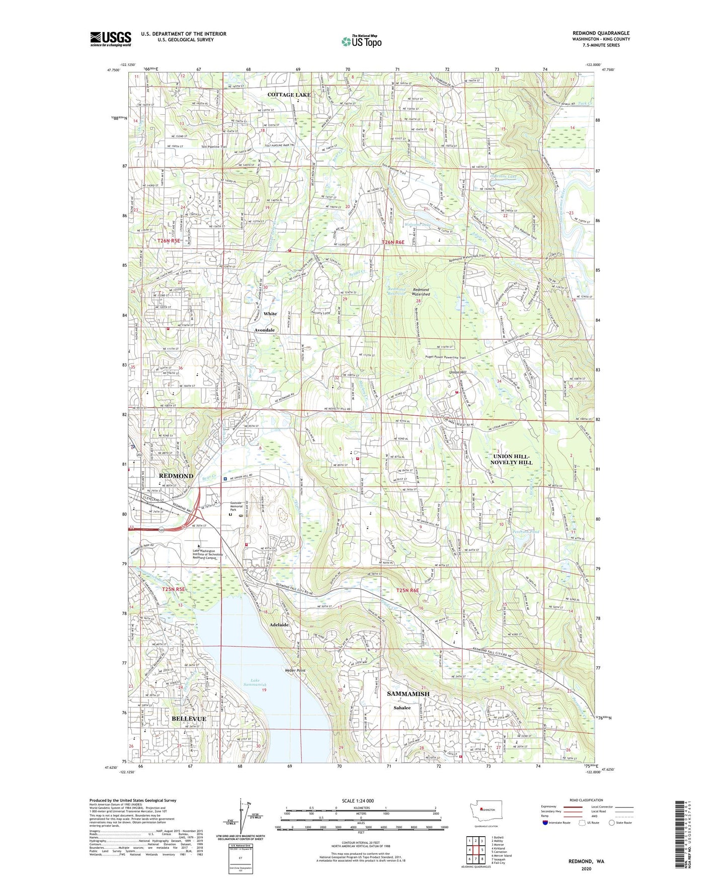Redmond Washington US Topo Map Image