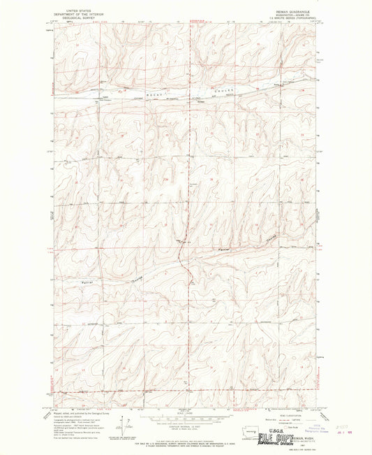 Classic USGS Reiman Washington 7.5'x7.5' Topo Map Image