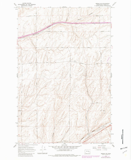 Classic USGS Reiman SE Washington 7.5'x7.5' Topo Map Image