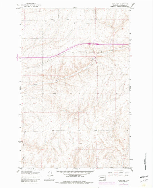 Classic USGS Reiman SW Washington 7.5'x7.5' Topo Map Image