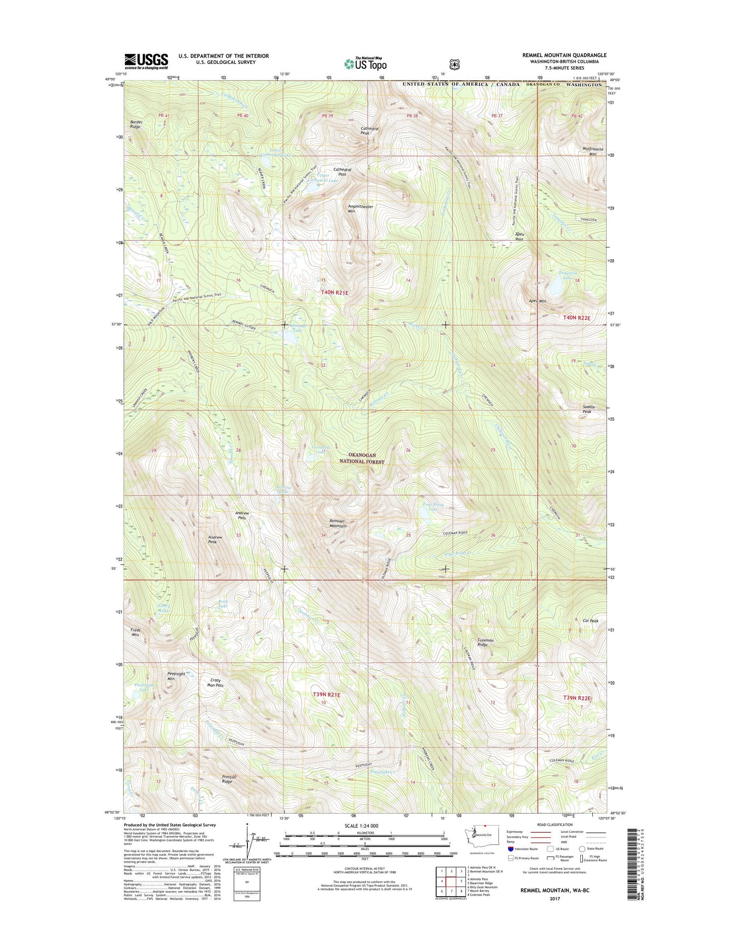 Remmel Mountain Washington US Topo Map Image