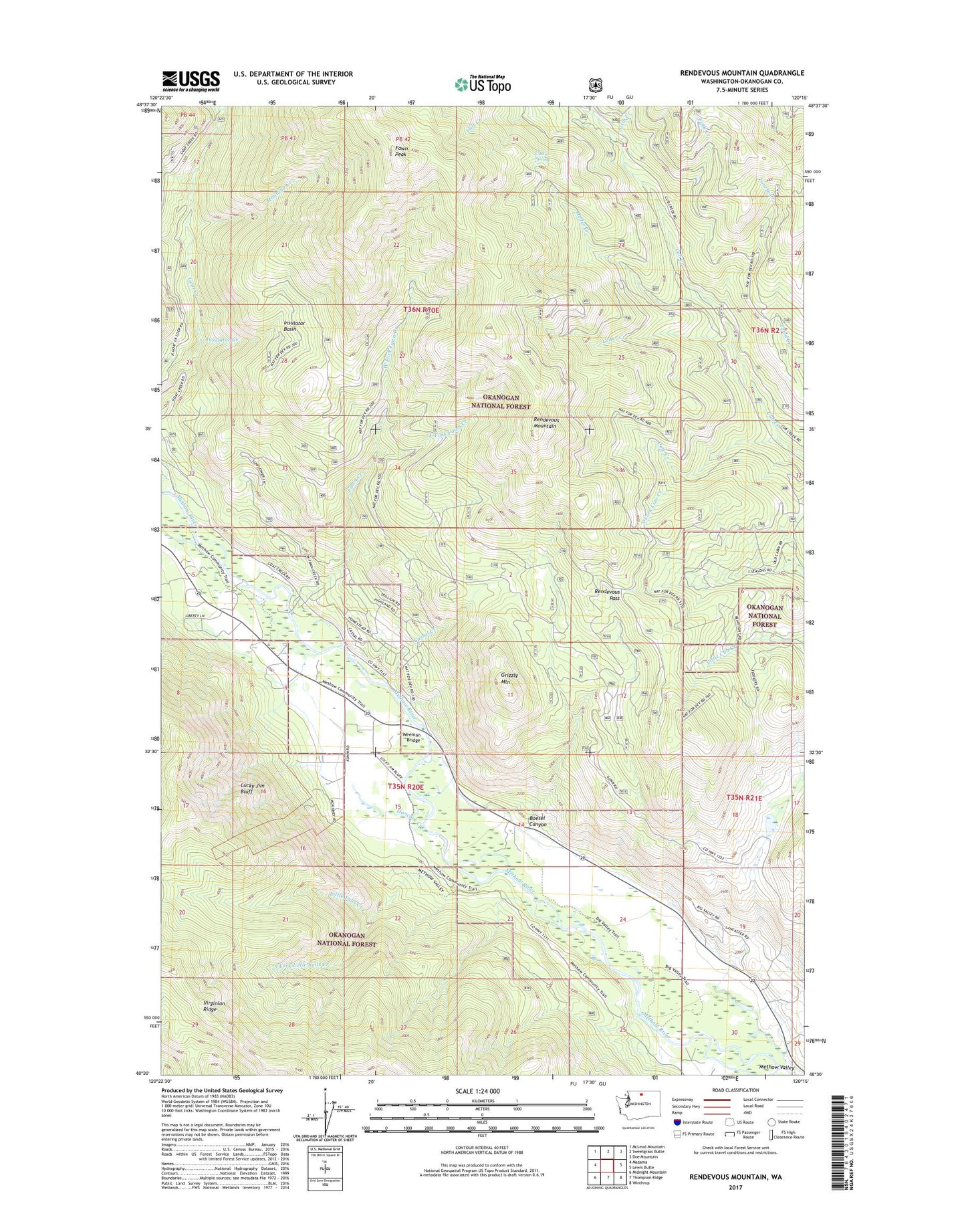 Rendevous Mountain Washington US Topo Map Image