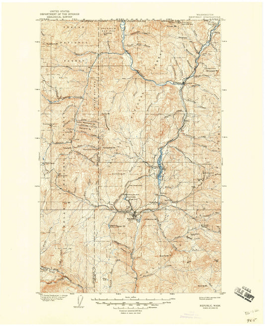 Historic 1904 Republic Washington 30'x30' Topo Map Image