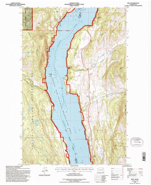Classic USGS Rice Washington 7.5'x7.5' Topo Map Image