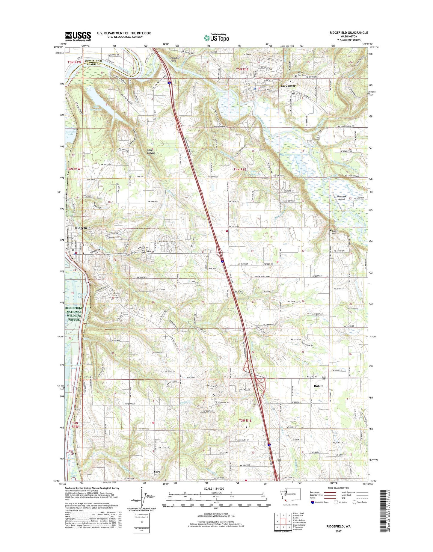 Ridgefield Washington US Topo Map Image