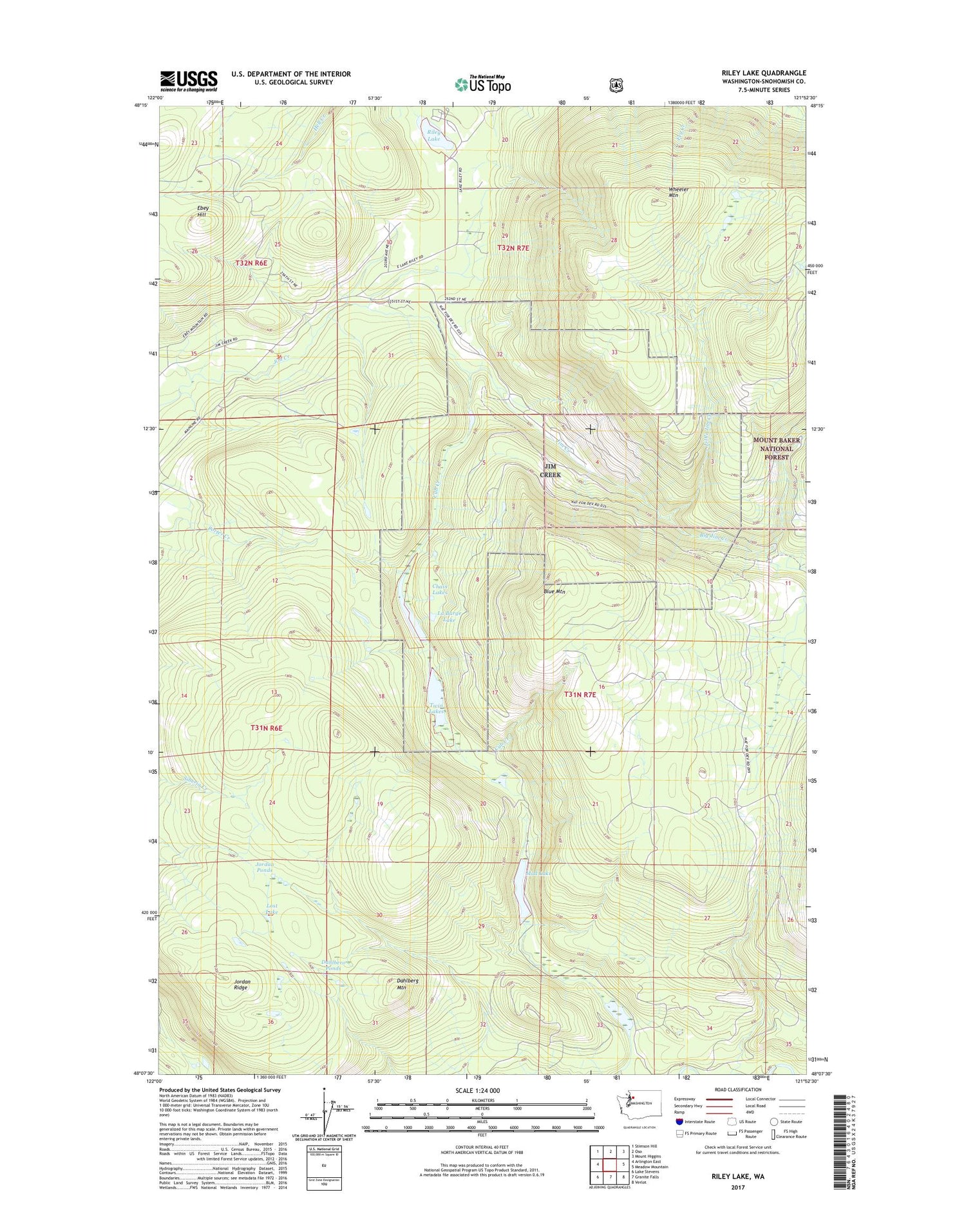Riley Lake Washington US Topo Map Image