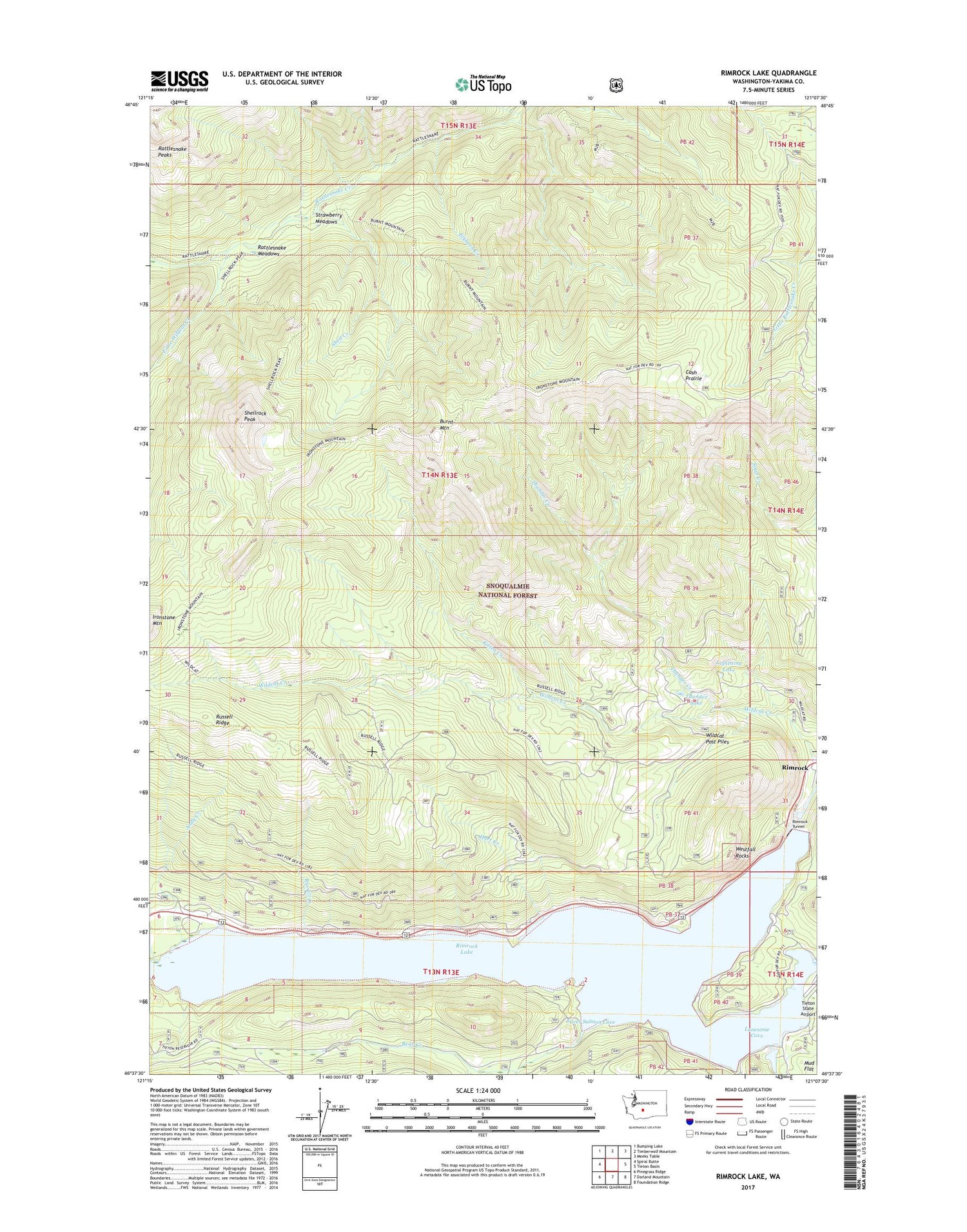 Rimrock Lake Washington US Topo Map Image