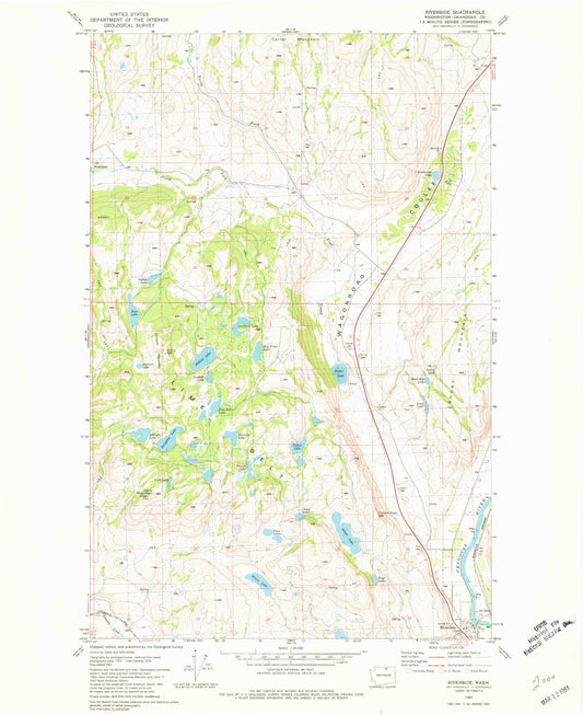 Classic USGS Riverside Washington 7.5'x7.5' Topo Map Image