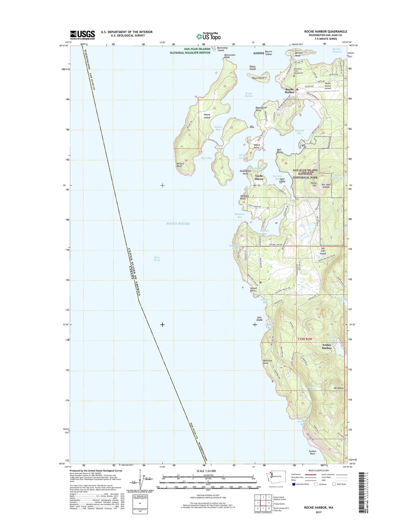 Roche Harbor Washington US Topo Map Image