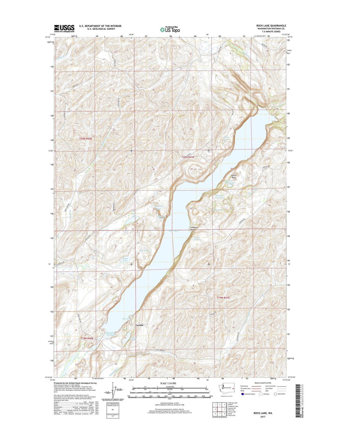 Rock Lake Washington US Topo Map Image