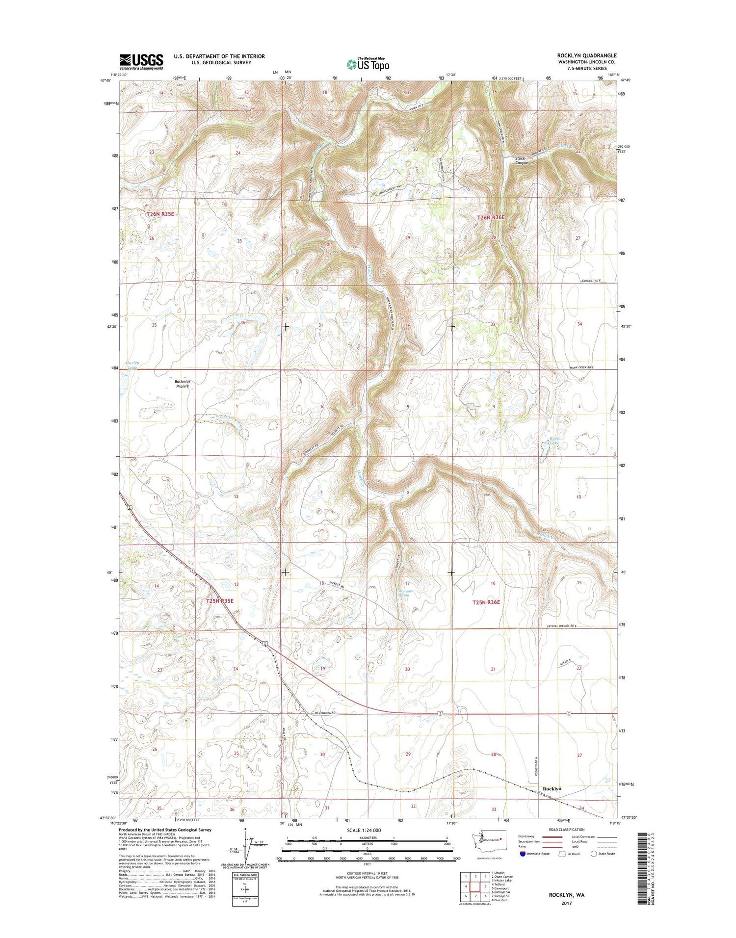 Rocklyn Washington US Topo Map Image