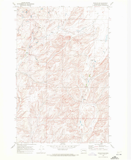 Classic USGS Rocklyn SE Washington 7.5'x7.5' Topo Map Image