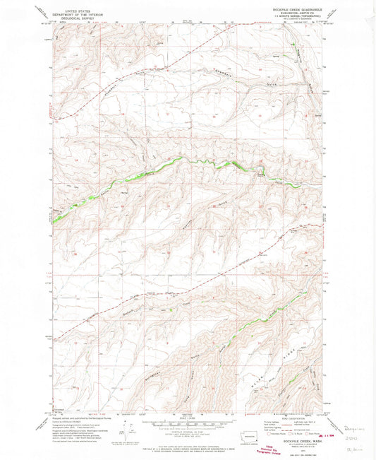 Classic USGS Rockpile Creek Washington 7.5'x7.5' Topo Map Image