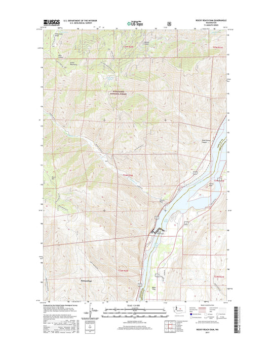 Rocky Reach Dam Washington US Topo Map Image