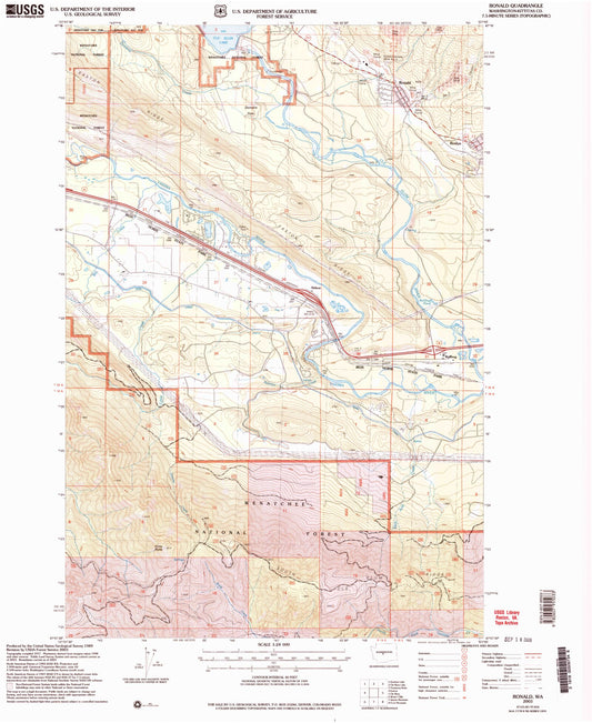 Classic USGS Ronald Washington 7.5'x7.5' Topo Map Image
