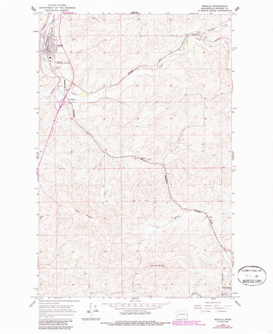 Classic USGS Rosalia Washington 7.5'x7.5' Topo Map Image