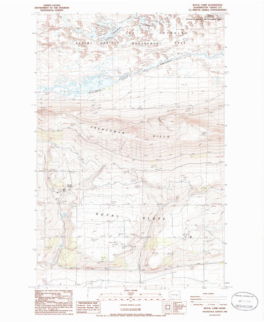 Classic USGS Royal Camp Washington 7.5'x7.5' Topo Map Image