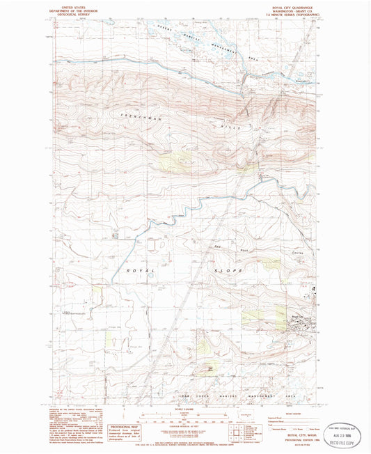Classic USGS Royal City Washington 7.5'x7.5' Topo Map Image