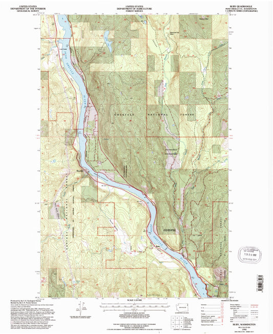 Classic USGS Ruby Washington 7.5'x7.5' Topo Map Image