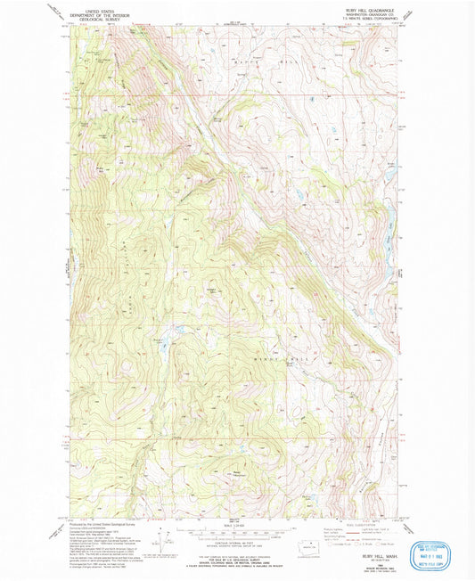 Classic USGS Ruby Hill Washington 7.5'x7.5' Topo Map Image