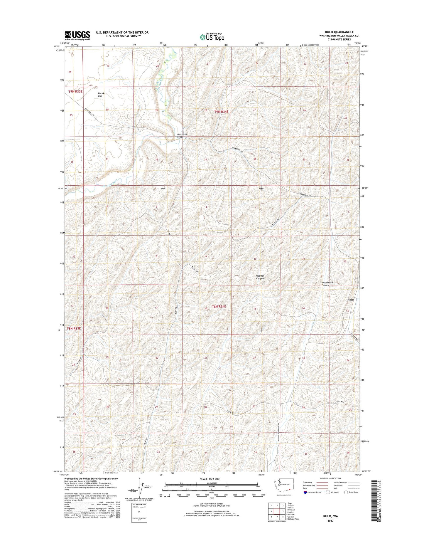 Rulo Washington US Topo Map Image