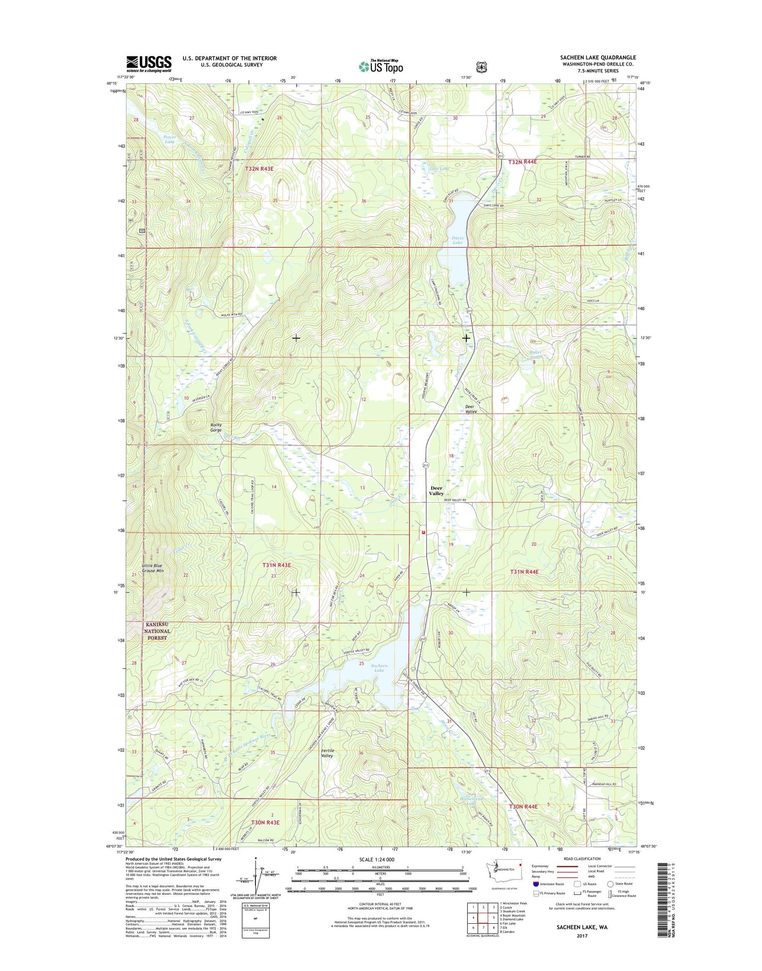 Sacheen Lake Washington US Topo Map Image