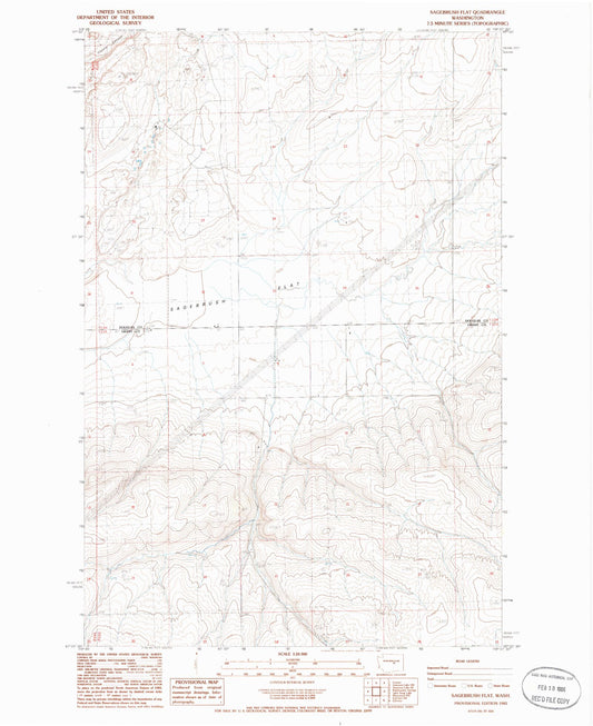 Classic USGS Sagebrush Flat Washington 7.5'x7.5' Topo Map Image