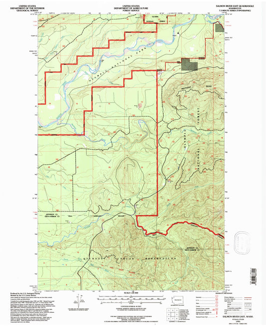 Classic USGS Salmon River East Washington 7.5'x7.5' Topo Map Image