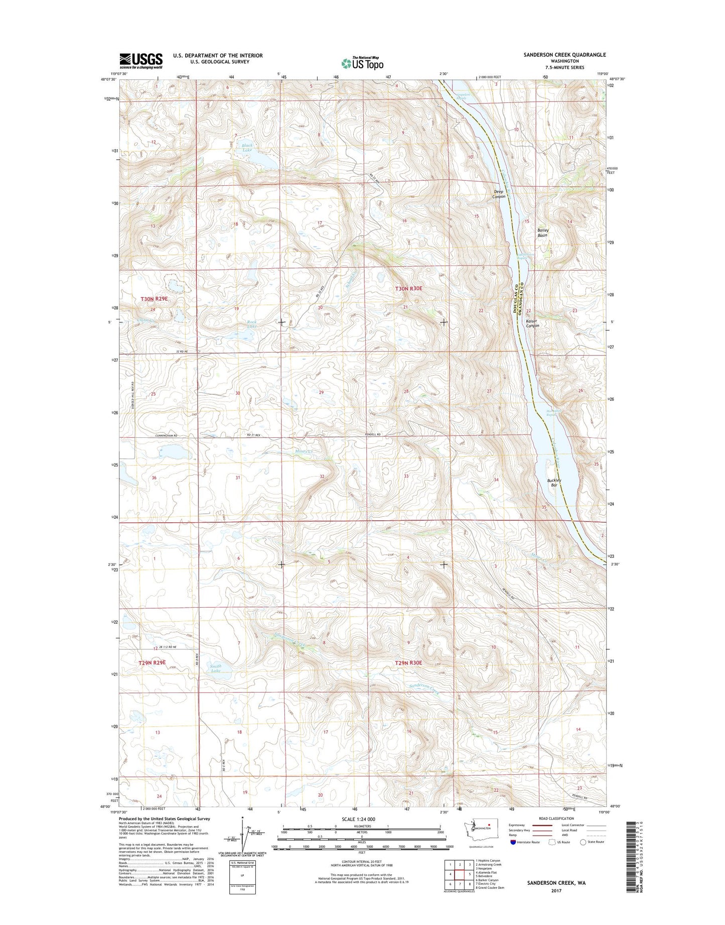 Sanderson Creek Washington US Topo Map Image