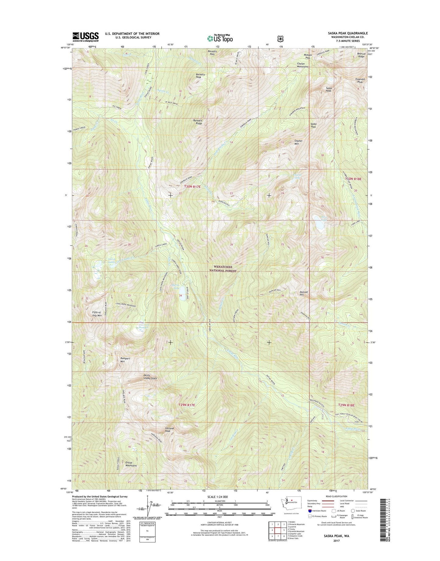 Saska Peak Washington US Topo Map Image