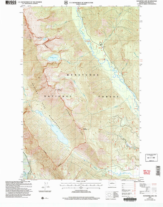 Classic USGS Schaefer Lake Washington 7.5'x7.5' Topo Map Image