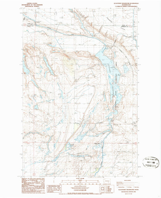 Classic USGS Scooteney Reservoir Washington 7.5'x7.5' Topo Map Image