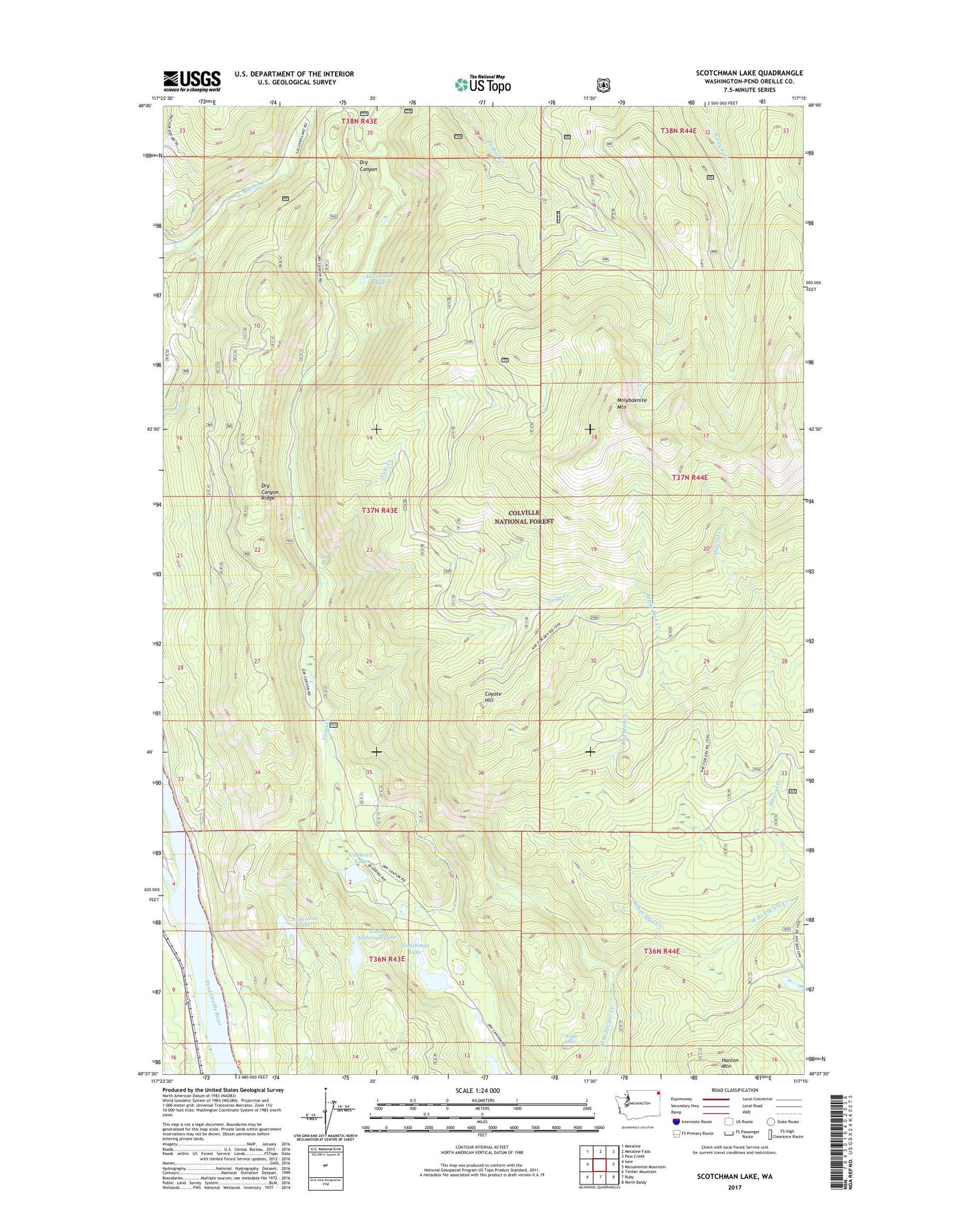 Scotchman Lake Washington US Topo Map Image