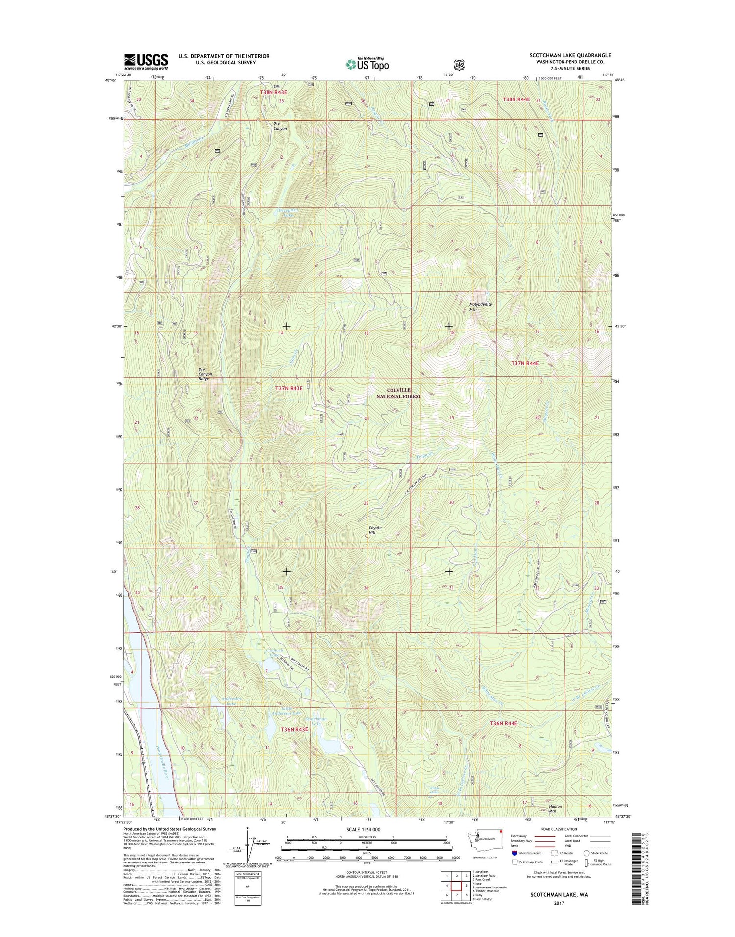 Scotchman Lake Washington US Topo Map Image