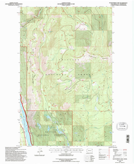 Classic USGS Scotchman Lake Washington 7.5'x7.5' Topo Map Image