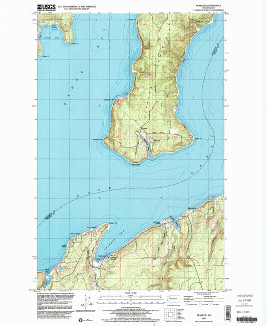 Classic USGS Seabeck Washington 7.5'x7.5' Topo Map Image