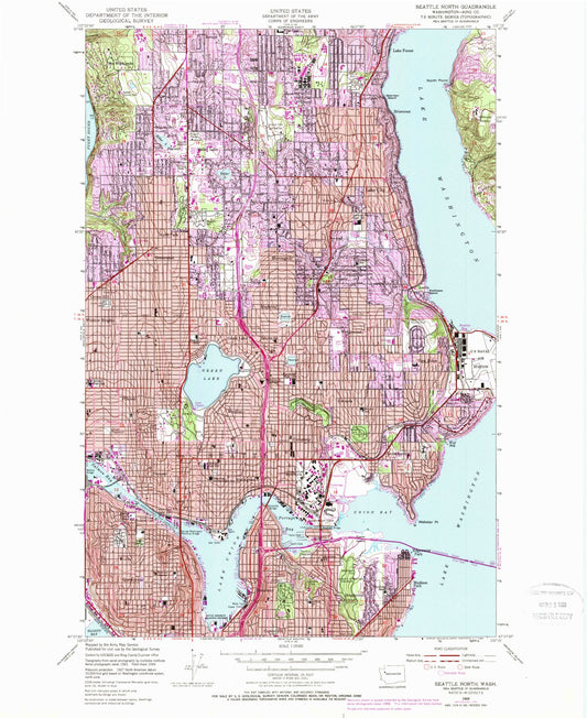 Classic USGS Seattle North Washington 7.5'x7.5' Topo Map Image