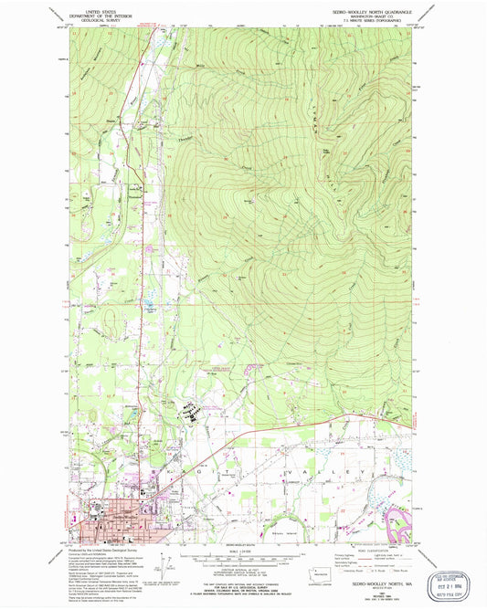 Classic USGS Sedro-Woolley North Washington 7.5'x7.5' Topo Map Image