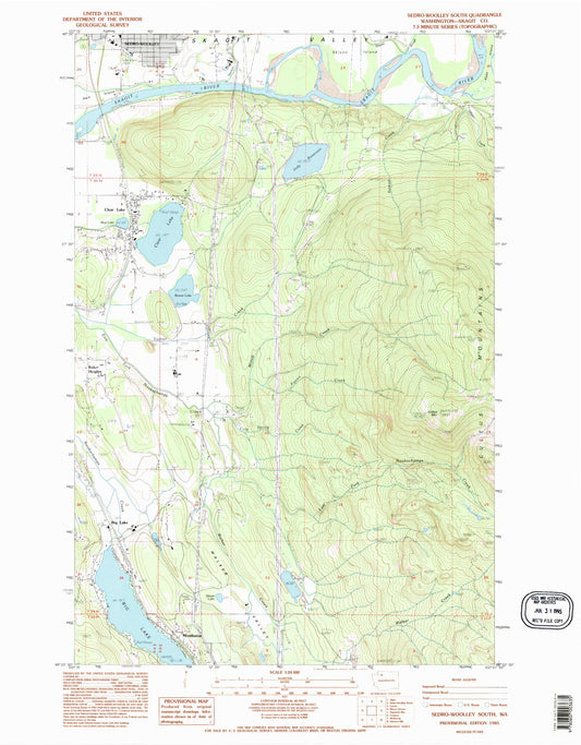 Classic USGS Sedro-Woolley South Washington 7.5'x7.5' Topo Map Image