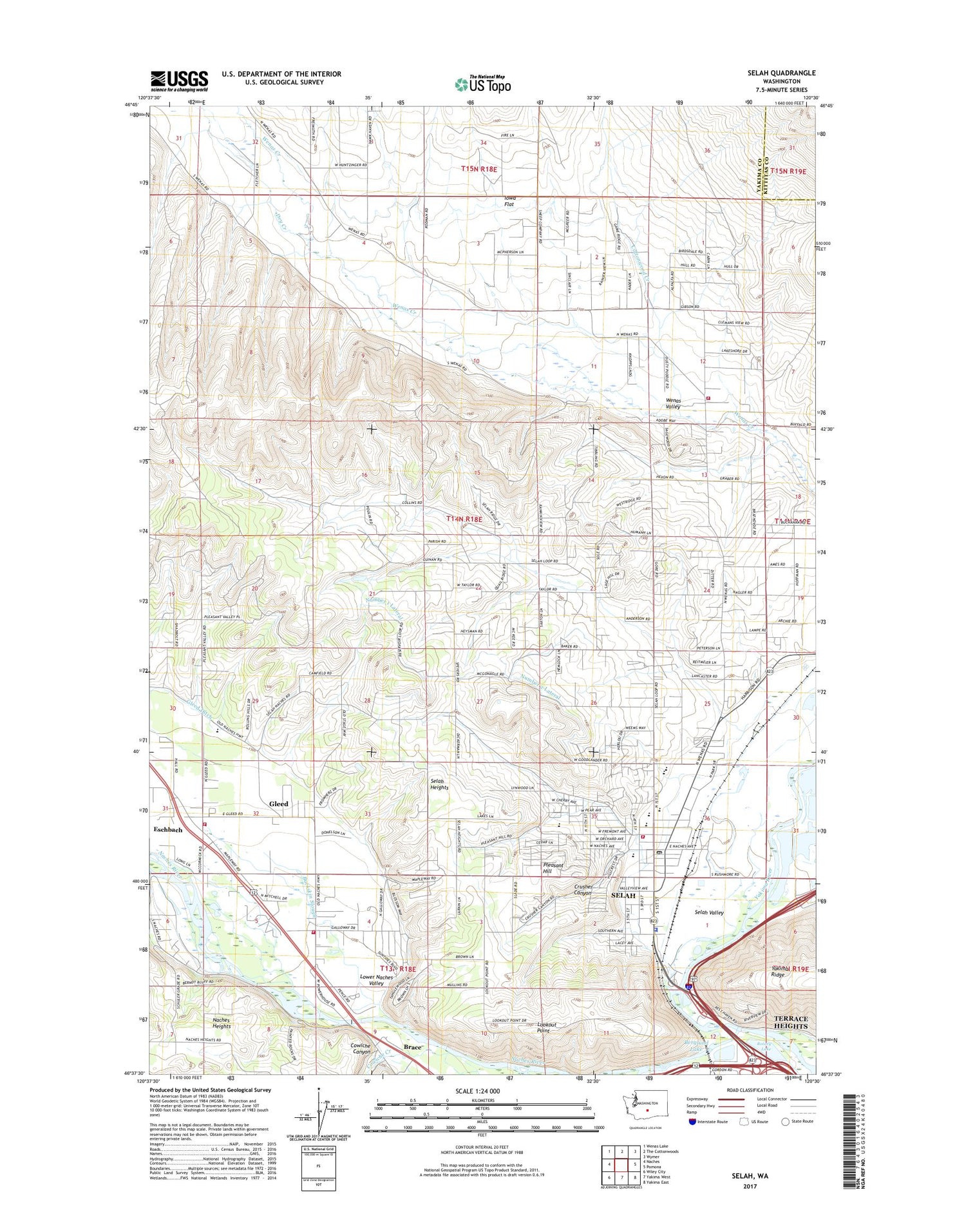 Selah Washington US Topo Map Image