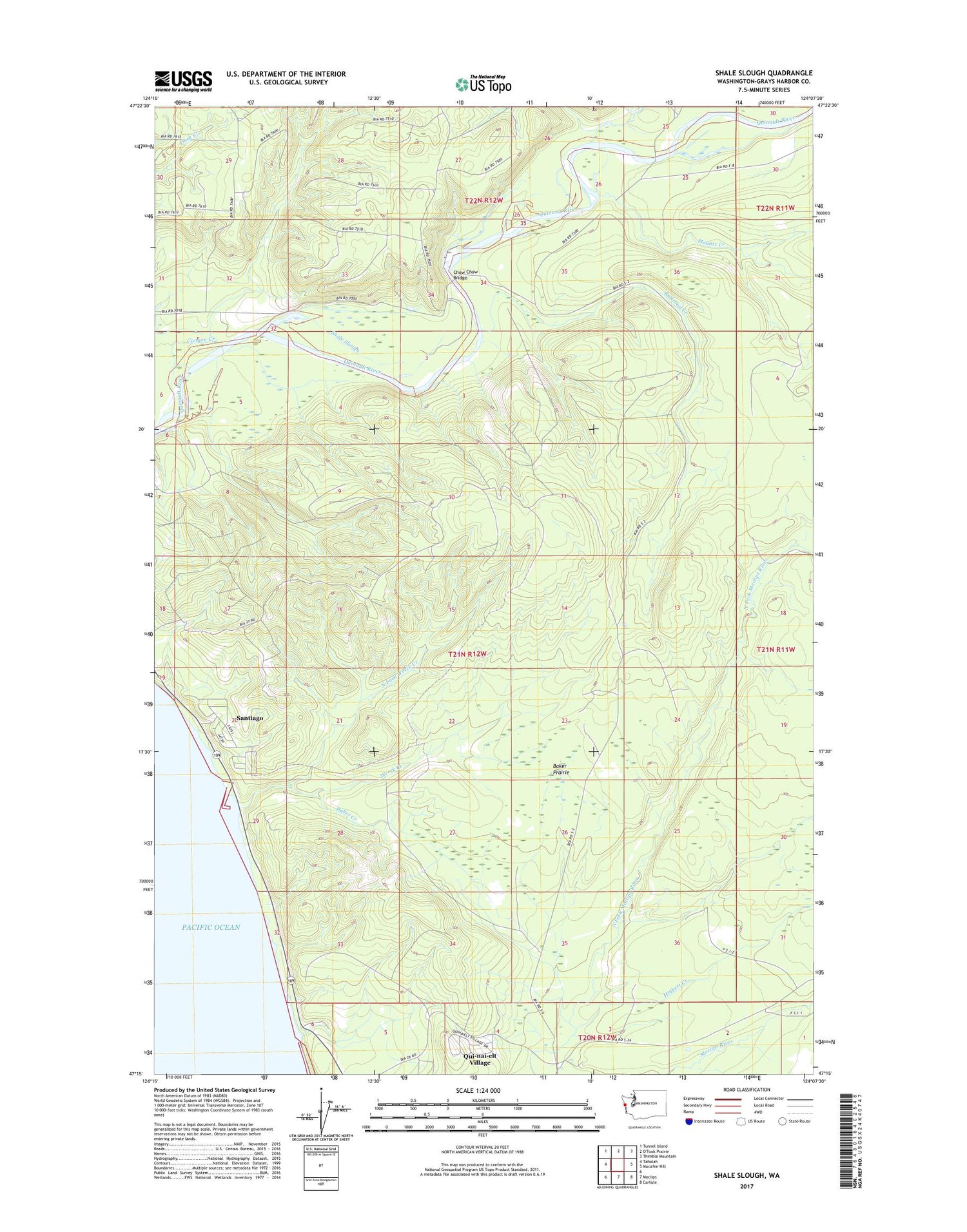 Shale Slough Washington US Topo Map Image