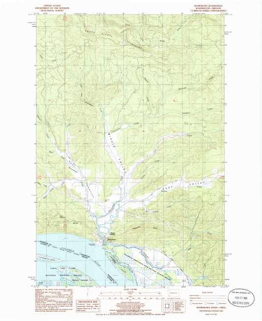 Classic USGS Skamokawa Washington 7.5'x7.5' Topo Map Image