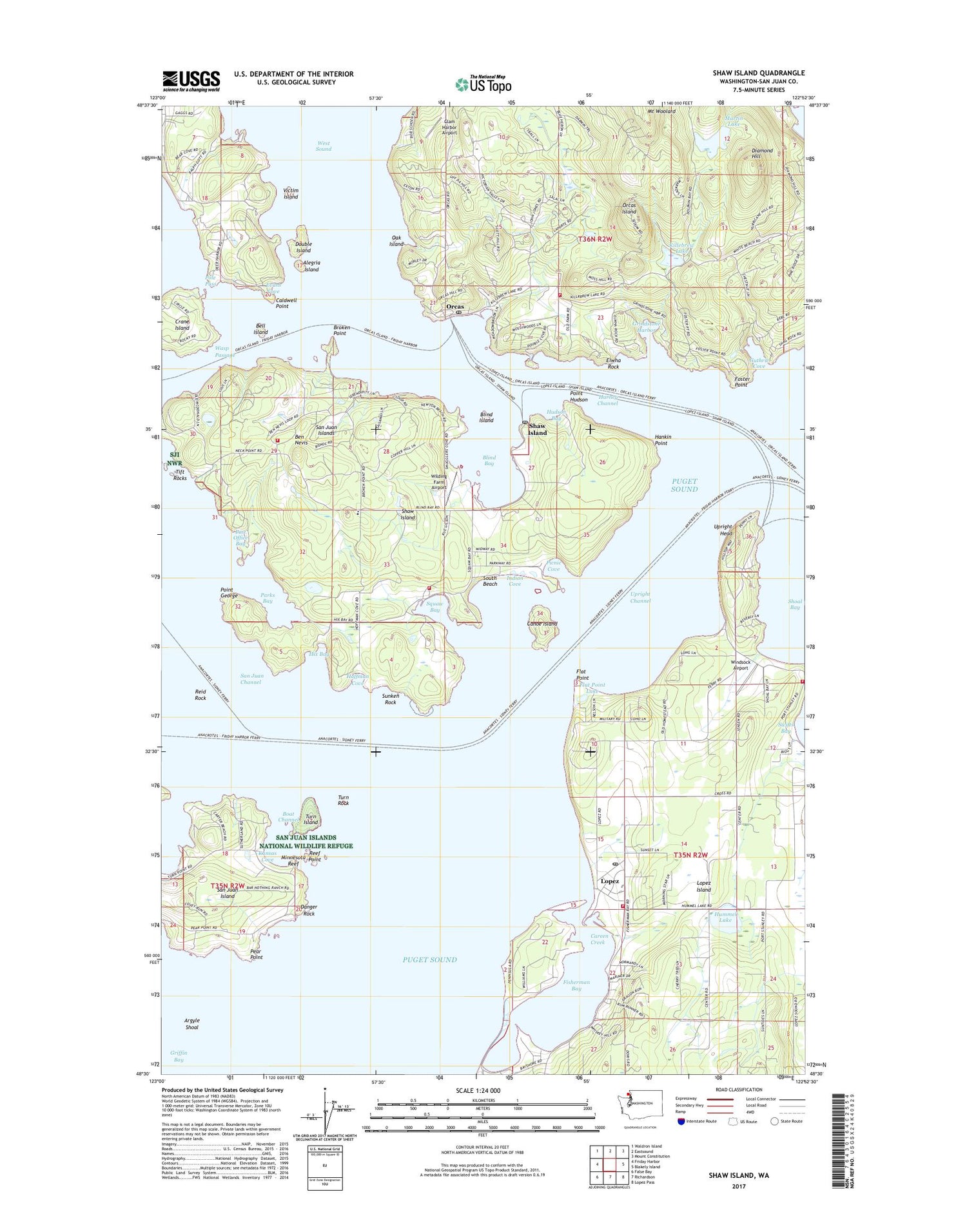 Shaw Island Washington US Topo Map Image