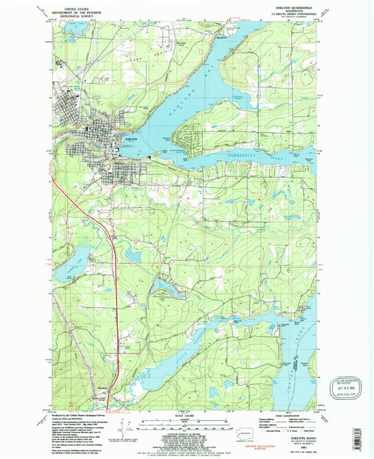 Classic USGS Shelton Washington 7.5'x7.5' Topo Map Image