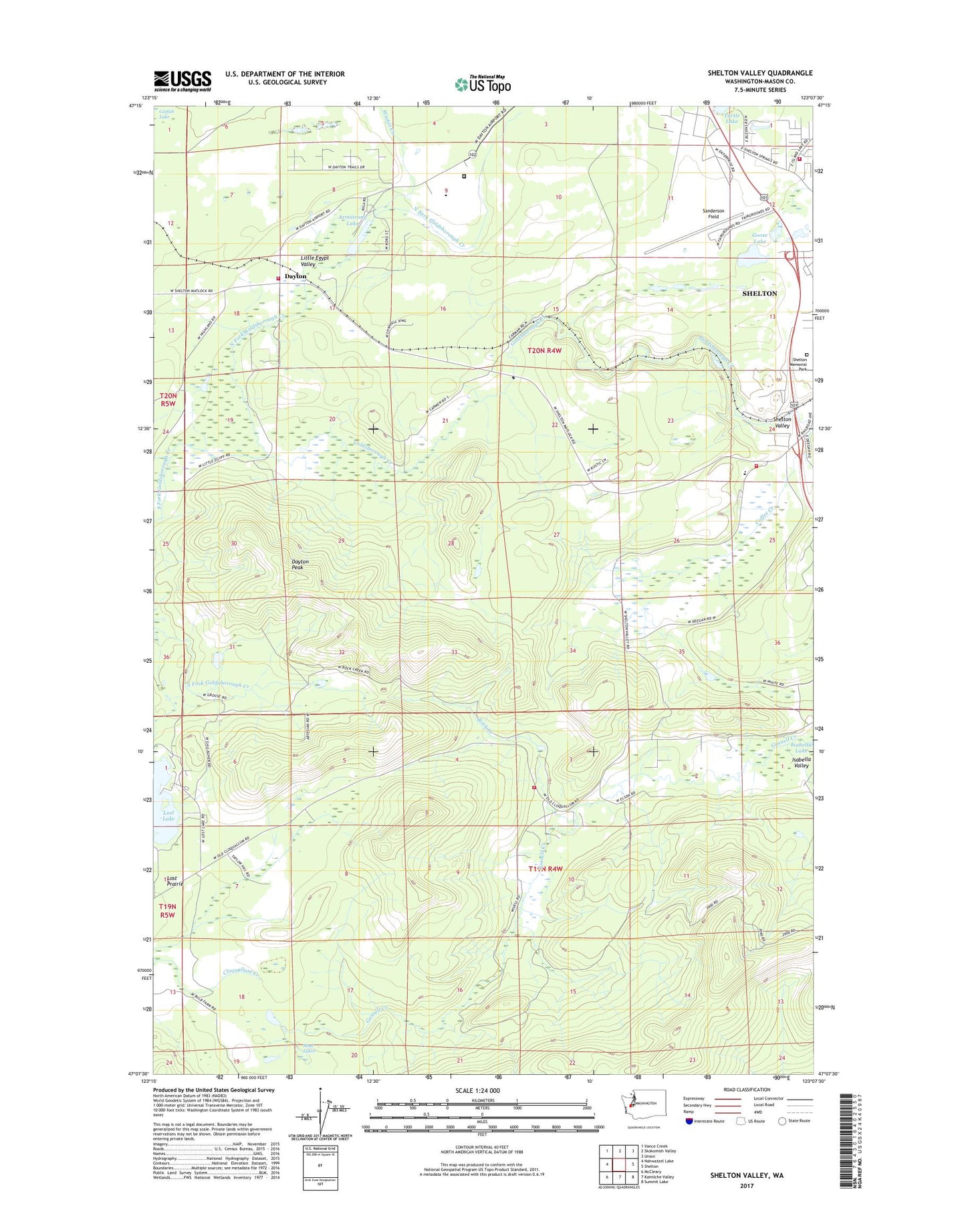 Shelton Valley Washington US Topo Map Image