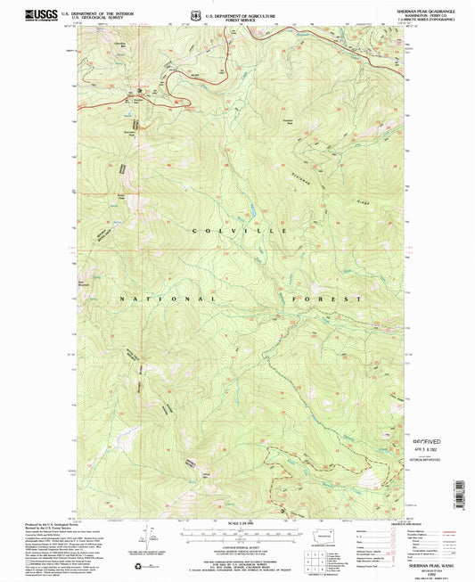 Classic USGS Sherman Peak Washington 7.5'x7.5' Topo Map Image